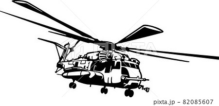 Military Helicopter detailed silhouette. isolated on a white background 82085607