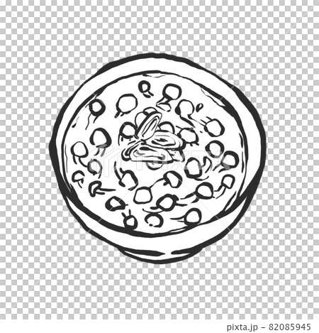 なめこの味噌汁の手描き筆絵風イラスト 82085945
