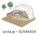 ドーム型テントでグランピング_シンプルイラスト 82086839