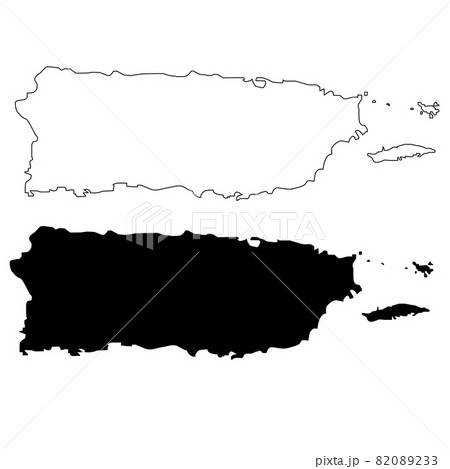 Puerto Rico map on white background. Puerto Rico state sign. Puerto Rico state of USA black outline map symbol. flat style. 82089233