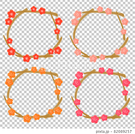 插圖素材:花/梅花框套裝 插圖素材:花/梅花框套裝 82089257