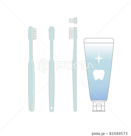 歯ブラシと歯磨き粉のセットイラストのイラスト素材 0573