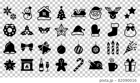 Christmas silhouette icon set Christmas silhouette icon set 82090016