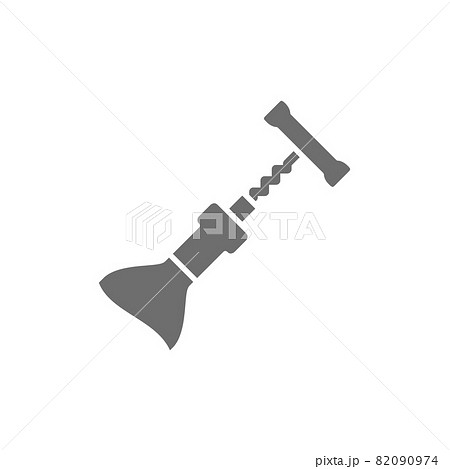 Vector bottle open with corkscrew grey icon. 82090974