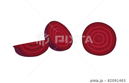 Chopped Beetroot or Garden Beet with Cross Section Vector Set 82091463