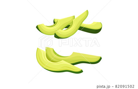Sliced Avocado or Alligator Pear as Large Edible Berry with Seed Vector Set 82091502