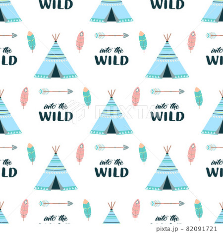 seamless pattern with colored wigwams, vector illustration 82091721