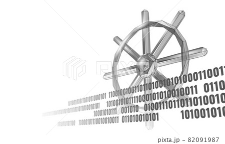 Wheel helm computer developer app concept. Business digital open source program. Data coding steering 3D low polygonal vector line illustration 82091987
