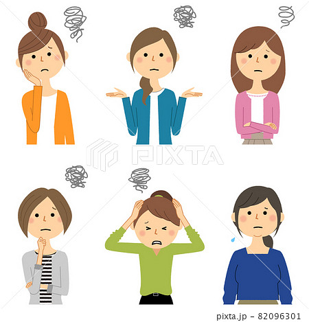 若い女性　困る 82096301