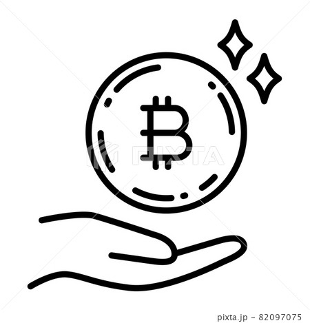 ビットコイン　硬貨を受け取る手 82097075