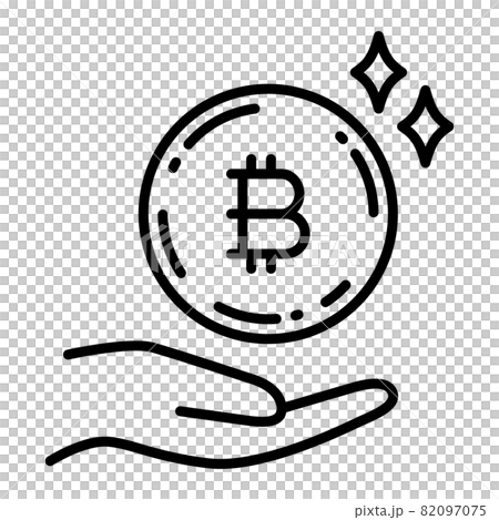 ビットコイン　硬貨を受け取る手 82097075