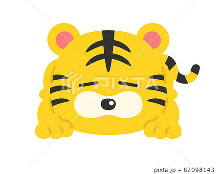 くつろぐ虎のキャラクターのイラストのイラスト素材