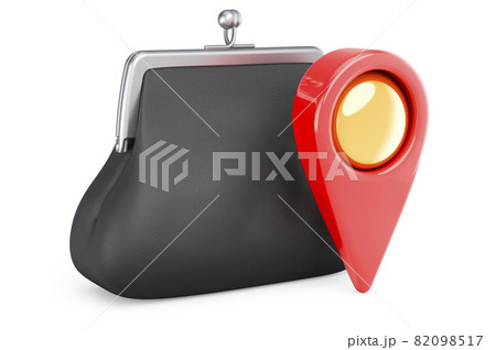 Purse with map pointer. 3D rendering 82098517