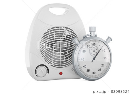 Stopwatch with fan heater, 3D rendering Stopwatch with fan heater, 3D rendering 82098524