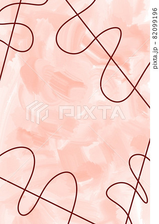 abstract lines red shapes delicate peach orange watercolor gouache paint brush strokes minimalist background 82099196
