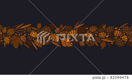 Seamless pattern. Branch of hop, seed, gold barley Seamless pattern. Branch of hop, seed, gold barley 82099478