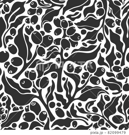 Coffee seamless pattern. Vector shape twig, leaf Coffee seamless pattern. Vector shape twig, leaf 82099479