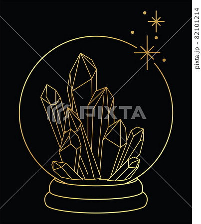 Golden luxury line art of healing magic crystals in a crystal ball Golden luxury line art of healing magic crystals in a crystal ball 82101214