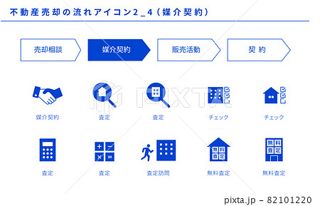 不動産売却の流れのシンプルアイコンセット2_4（媒介契約）、ベクター素材 82101220