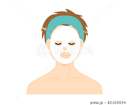 フェイスパックをする男性 ベクターイラスト スキンケア 美容のイラスト素材
