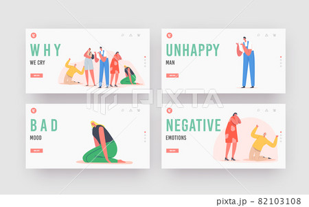 People Crying Landing Page Template Set. Sad Characters Express Negative Emotions, Upset Men and Women with Tears People Crying Landing Page Template Set. Sad Characters Express Negative Emotions, Upset Men and Women with Tears 82103108