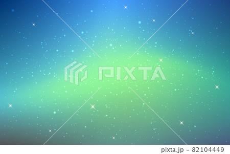 Aurora background. Space texture with northern lights. Color starry cosmos with nebula. Blue and green glow. Magic universe with stars. Beautiful cosmic wallpaper. Vector illustration 82104449