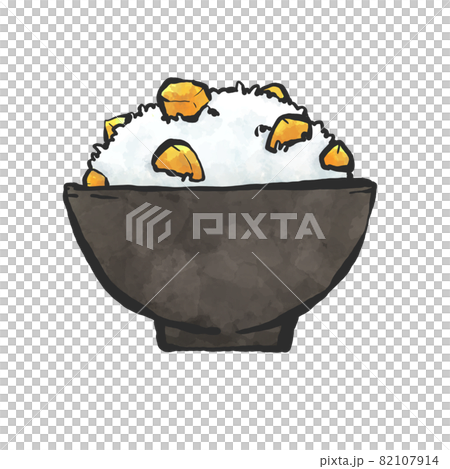 板栗飯手繪毛筆劃風插畫 板栗飯手繪毛筆劃風插畫 82107914