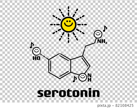 Vector diagram of serotonin molecule_with sun Vector diagram of serotonin molecule_with sun 82108425