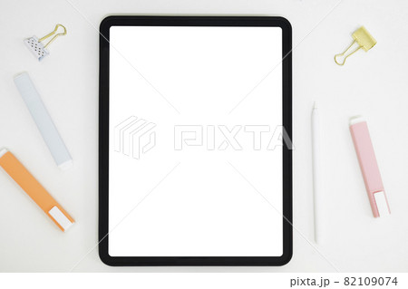 Digital tablet mockup on office working table. 82109074