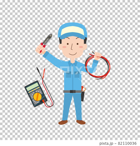 電気の工事をする作業者 電気の工事をする作業者 82110036