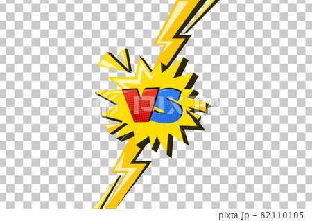 Versus comic design with lightning. Yellow flash with vs symbol in star speech bubble. Vector illustration 82110105