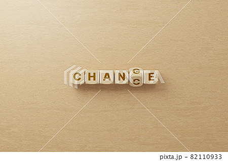 Wooden cube flip with word change to chance 82110933