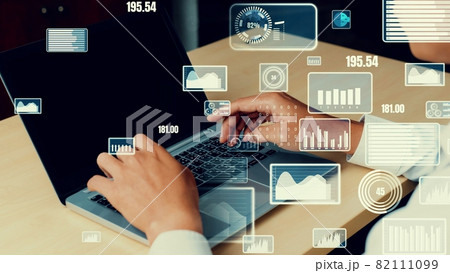Creative visual of business data analyzing technology 82111099