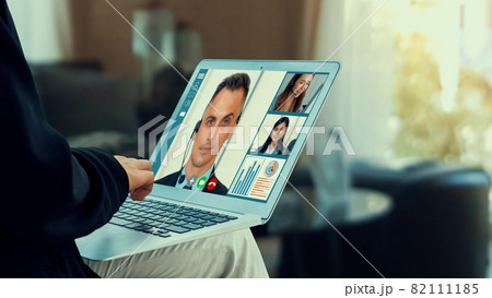 Video call business people meeting on virtual workplace or remote office Video call business people meeting on virtual workplace or remote office 82111185