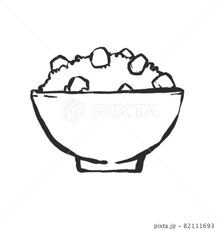 芋ご飯の手描き筆絵風イラスト 芋ご飯の手描き筆絵風イラスト 82111693