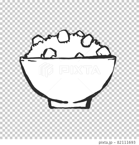 芋ご飯の手描き筆絵風イラスト 芋ご飯の手描き筆絵風イラスト 82111693