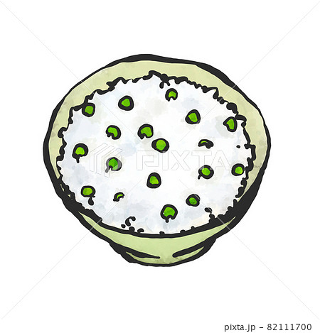 豆ご飯の手描き筆絵風イラスト 豆ご飯の手描き筆絵風イラスト 82111700