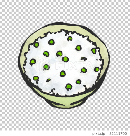 豆ご飯の手描き筆絵風イラスト 豆ご飯の手描き筆絵風イラスト 82111700