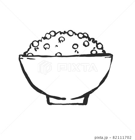 豆ご飯の手描き筆絵風イラスト 82111702
