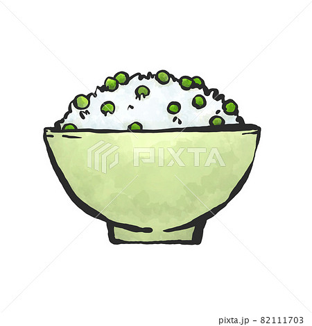豆ご飯の手描き筆絵風イラスト 82111703