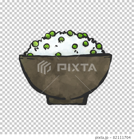 豆ご飯の手描き筆絵風イラスト 82111704