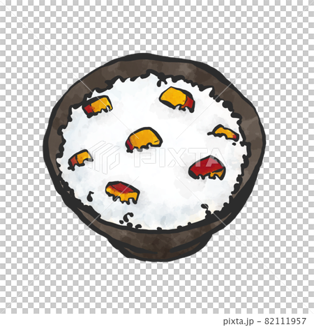 サツマイモご飯の手描き筆絵風イラスト 82111957