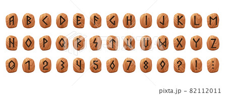 Rune alphabet on wooden tablets Rune alphabet on wooden tablets 82112011