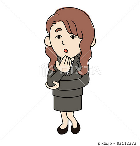 疑問の表情のスーツを着た女性の全身イラスト 82112272