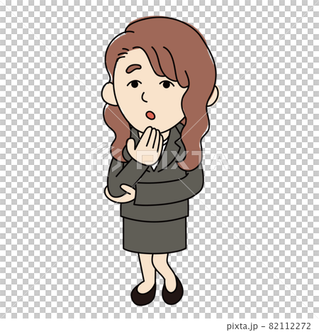 疑問の表情のスーツを着た女性の全身イラスト 82112272