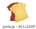 T-shirt mockup on white isolated background. Red and yellow bright t shirts on white isolated background.  82113209
