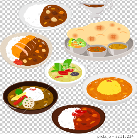 いろいろなカレーのイラストセット 82113234
