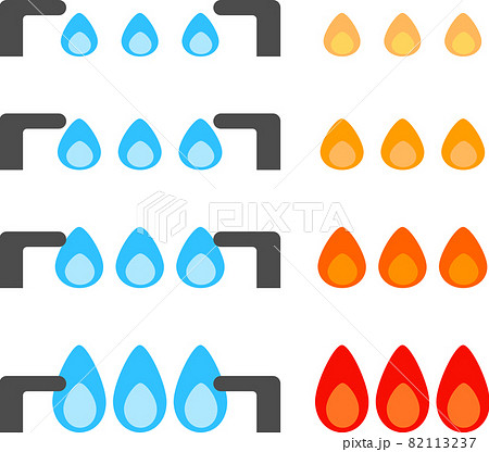 ガスコンロの火の強さのイラストセット ガスコンロの火の強さのイラストセット 82113237