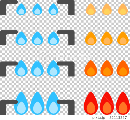ガスコンロの火の強さのイラストセット ガスコンロの火の強さのイラストセット 82113237