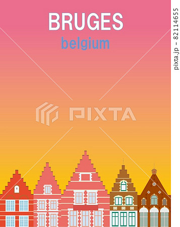 ブルージュ Bruges Brugge ベルギー Belgium 夕景のイラスト素材